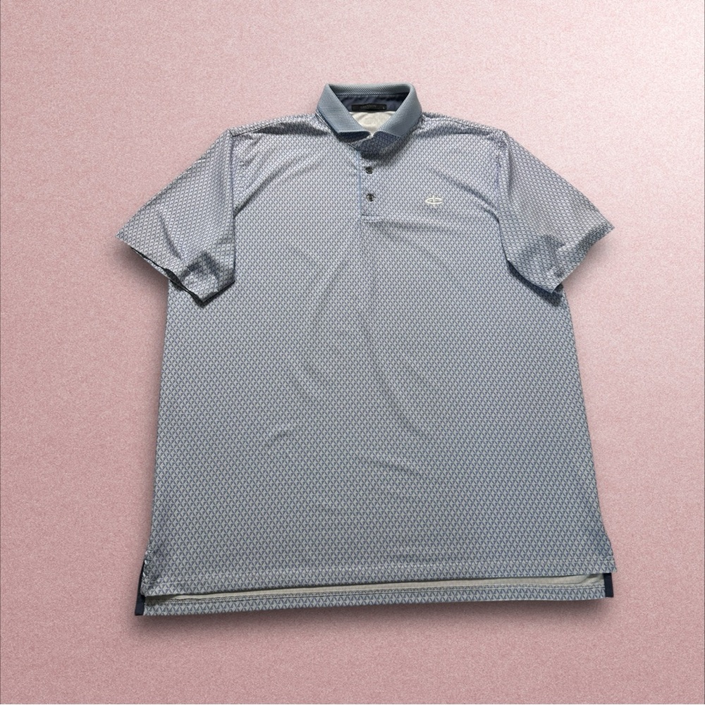 greyson shirt mens large blue short sleeve geometric golf performance